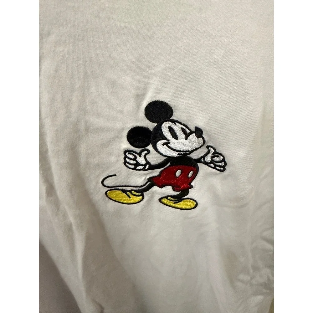 Disney Mickey Mouse Original Crew Graphic T-Shirt White XXL Embroidered Goofy
